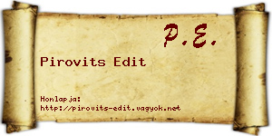 Pirovits Edit névjegykártya